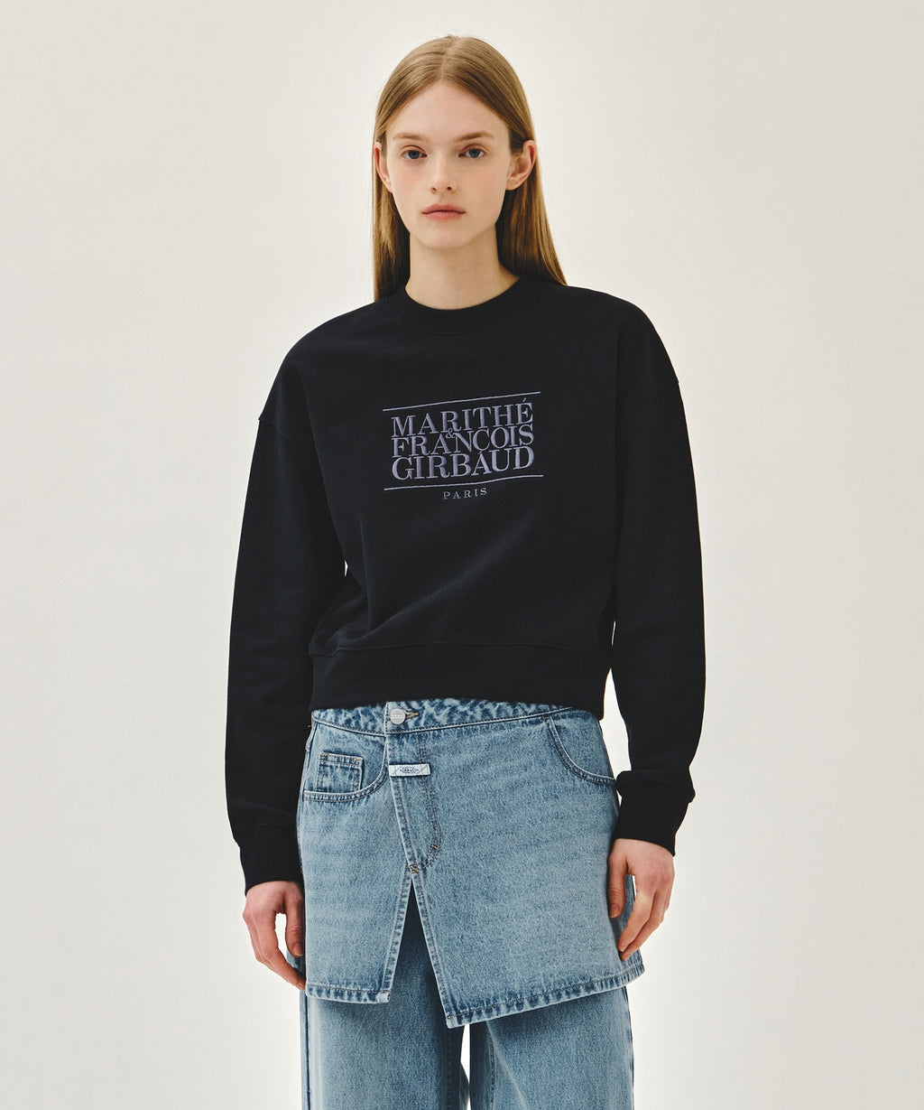 Marithe & Francois Girbaud - Classic Logo Crop Sweatshirt (Navy) product image 1 | TRAB K-Fashion Australia