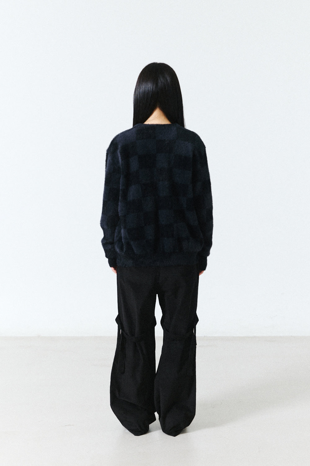 Hatchingroom - Hairy Cardigan Checkerboard (Black/Charcoal) product image 10 | TRAB K-Fashion Australia