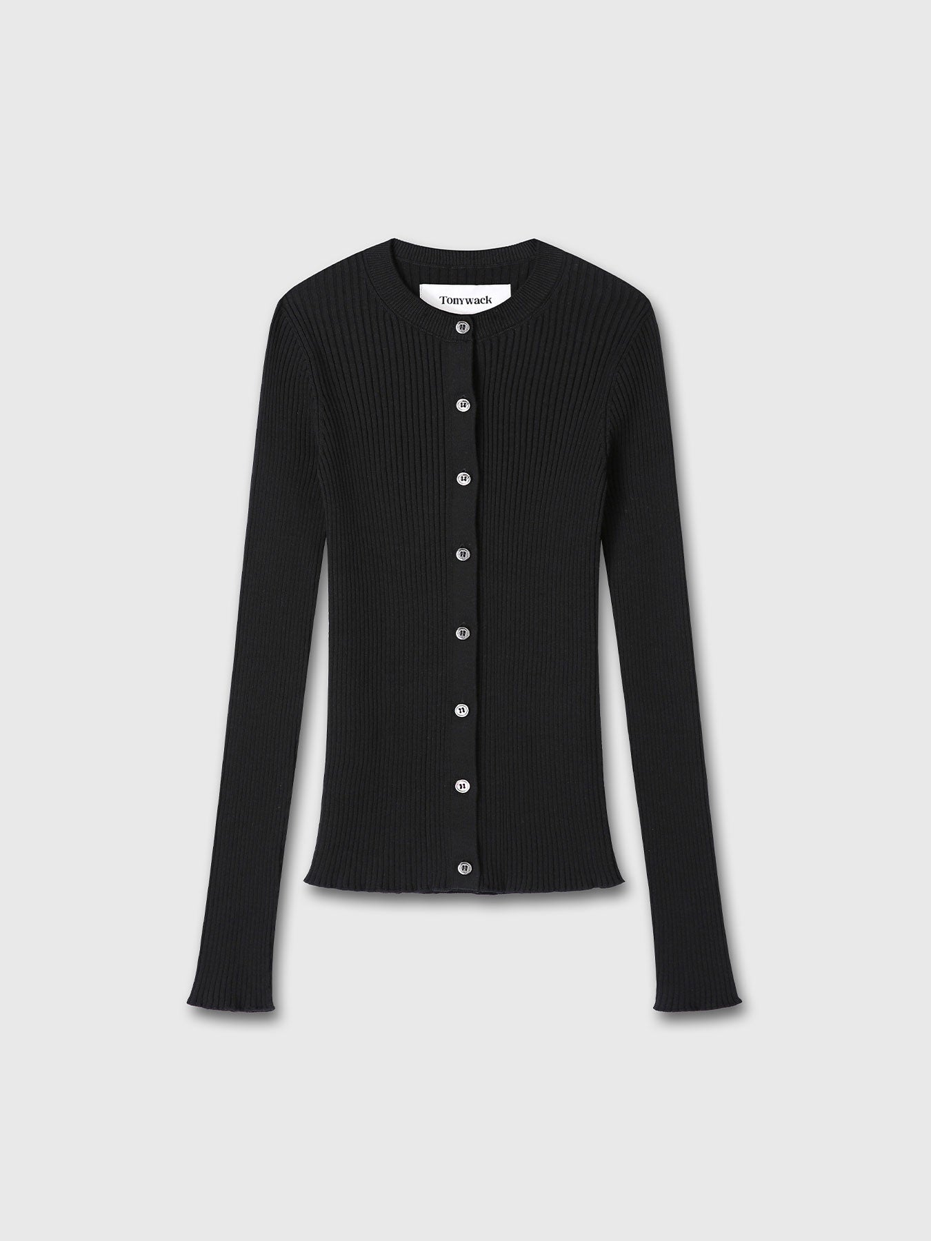 Tonywack - Silk Cotton Ribbed Button Cardigan (Black) product image 9 | TRAB K-Fashion Australia