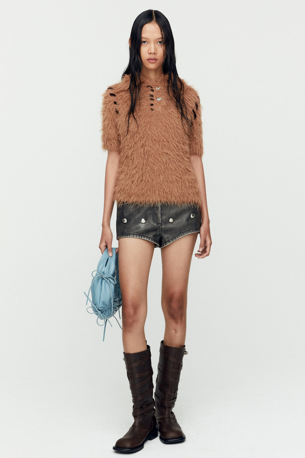 Andersson Bell - Bear Knit Polo Top (Brown) product image 1 | TRAB K-Fashion Australia