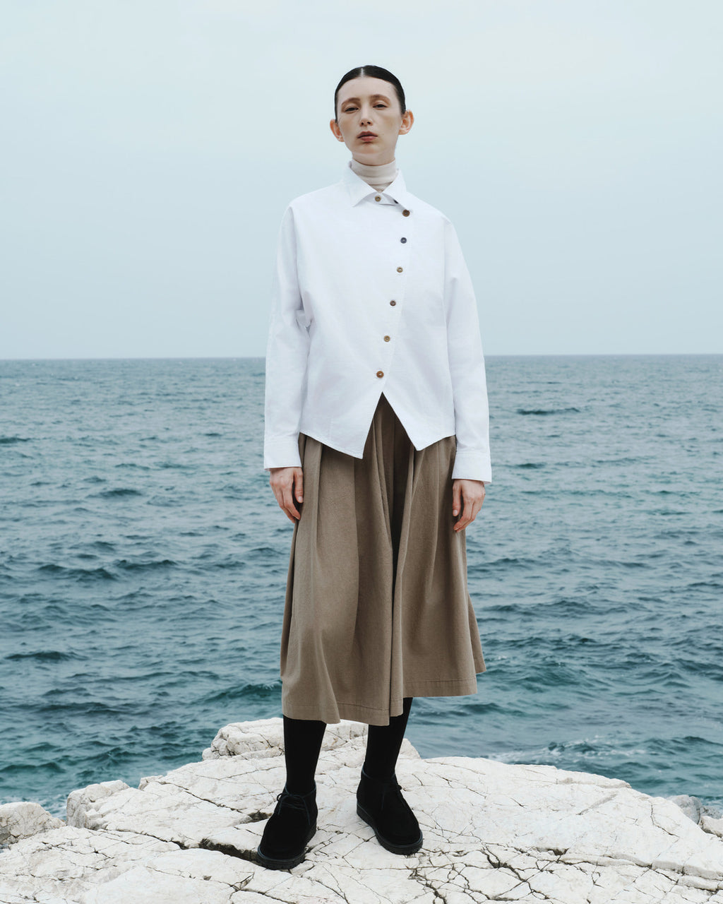 Eastlogue - Antique Slant Blouse (White Oxford) product image 1 | TRAB K-Fashion Australia