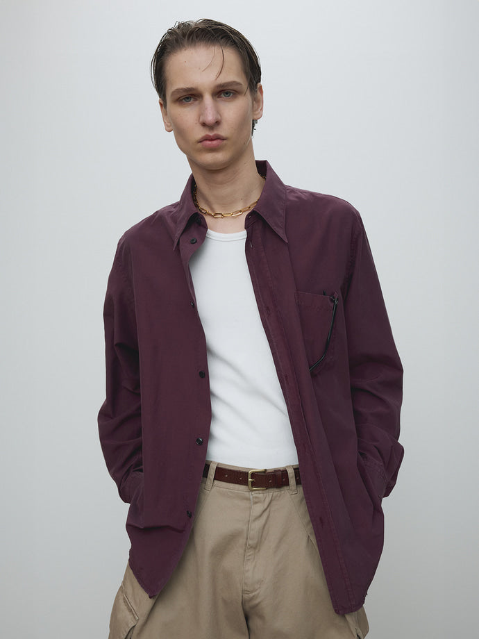 Tonywack - Silk Cotton Garment-Dyed Shirt (Faded Burgundy) product image 1 | TRAB K-Fashion Australia