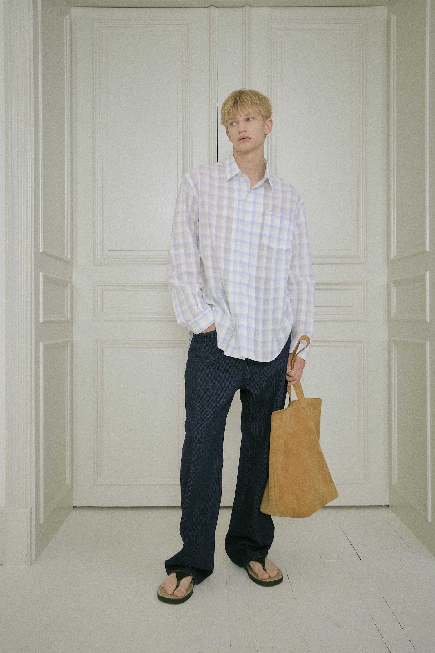 STU - Embroidery Check Shirt Sky (Blue) product image 7 | TRAB K-Fashion Australia