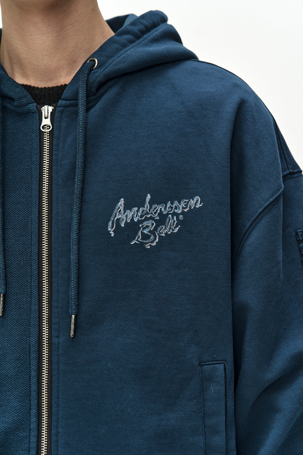 Andersson Bell - (essential) Unisex Patchwork Liquid Logo Hood Zip-Up (deep Blue) (Deep Blue) product image 6 | TRAB K-Fashion Australia
