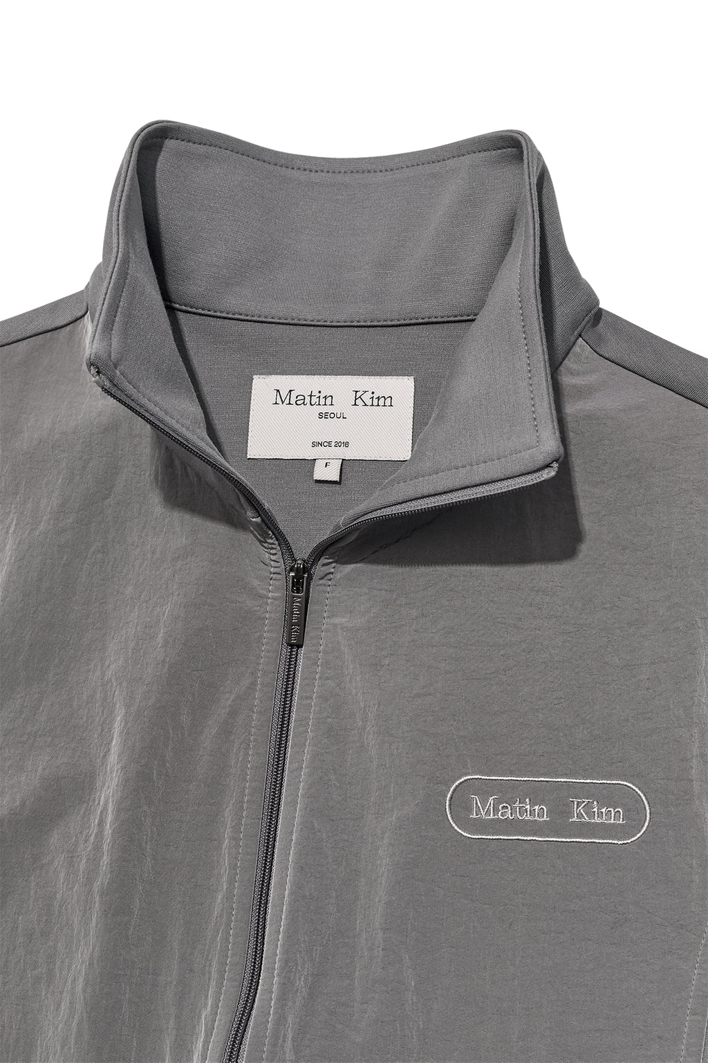 Matin Kim - High Neck Windbreaker Zip Up (Grey) product image 3 | TRAB K-Fashion Australia