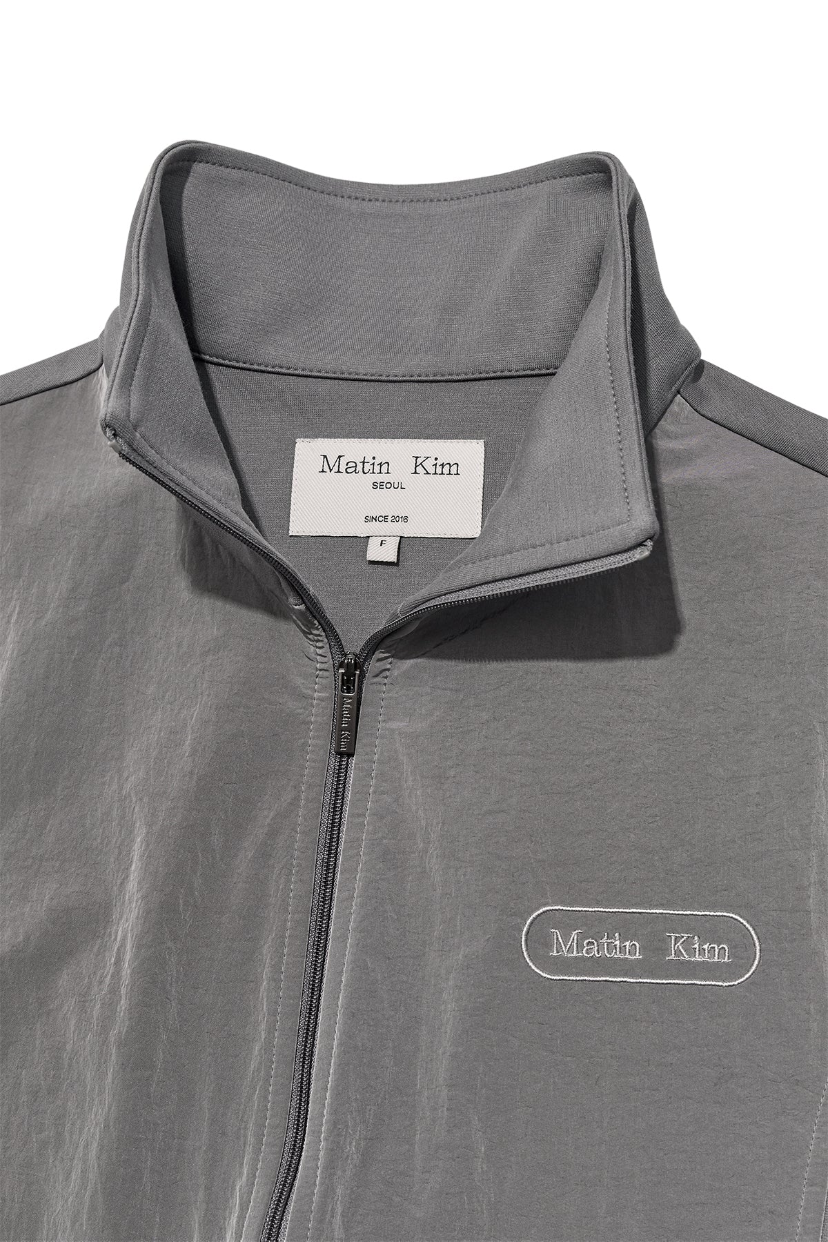 Matin Kim - High Neck Windbreaker Zip Up (Grey) product image 3 | TRAB K-Fashion Australia