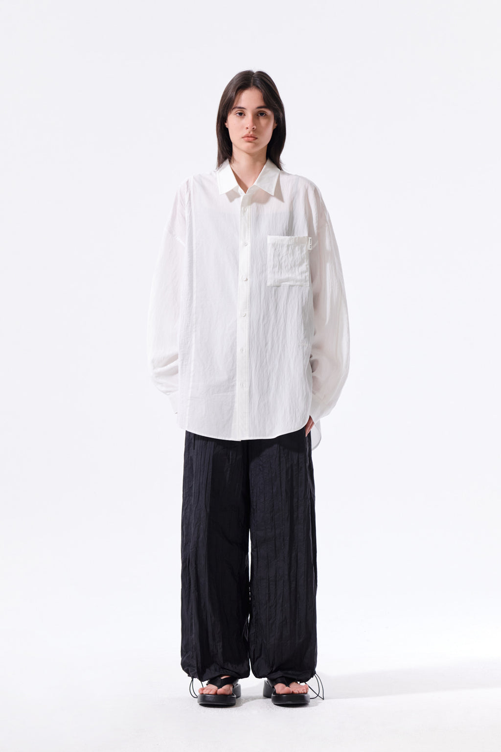 Matin Kim - Nylon Crinkle Wide Pants (Black) product image 10 | TRAB K-Fashion Australia