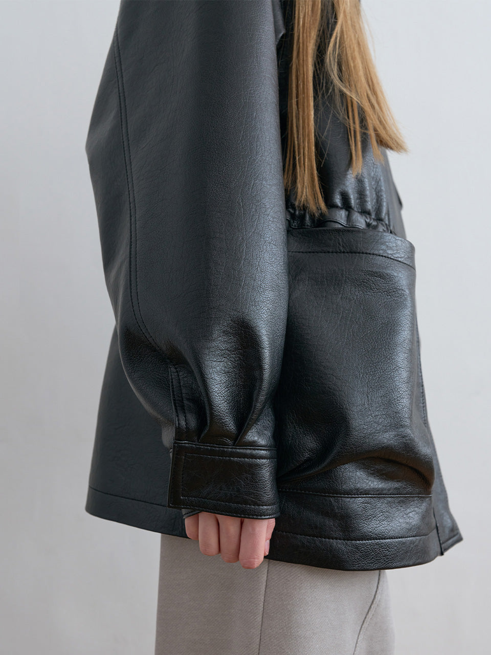 Kijun - Oversized Leather Jacket (Black) product image 7 | TRAB K-Fashion Australia