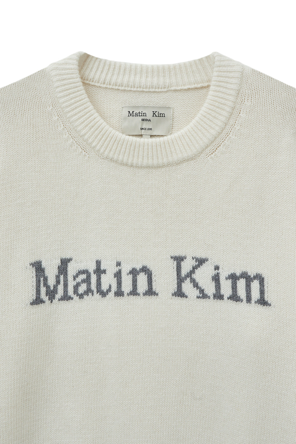 Matin Kim - Color Trim Line Logo Pullover (Ivory) product image 4 | TRAB K-Fashion Australia
