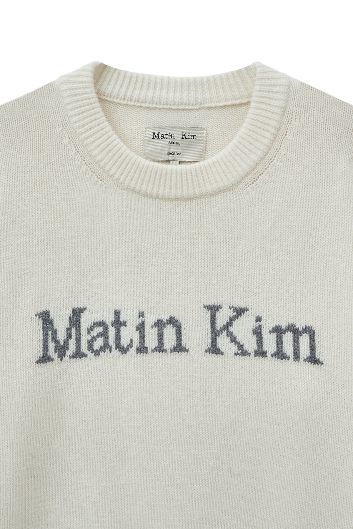 Matin Kim - Color Trim Line Logo Pullover (Ivory) product image 4 | TRAB K-Fashion Australia