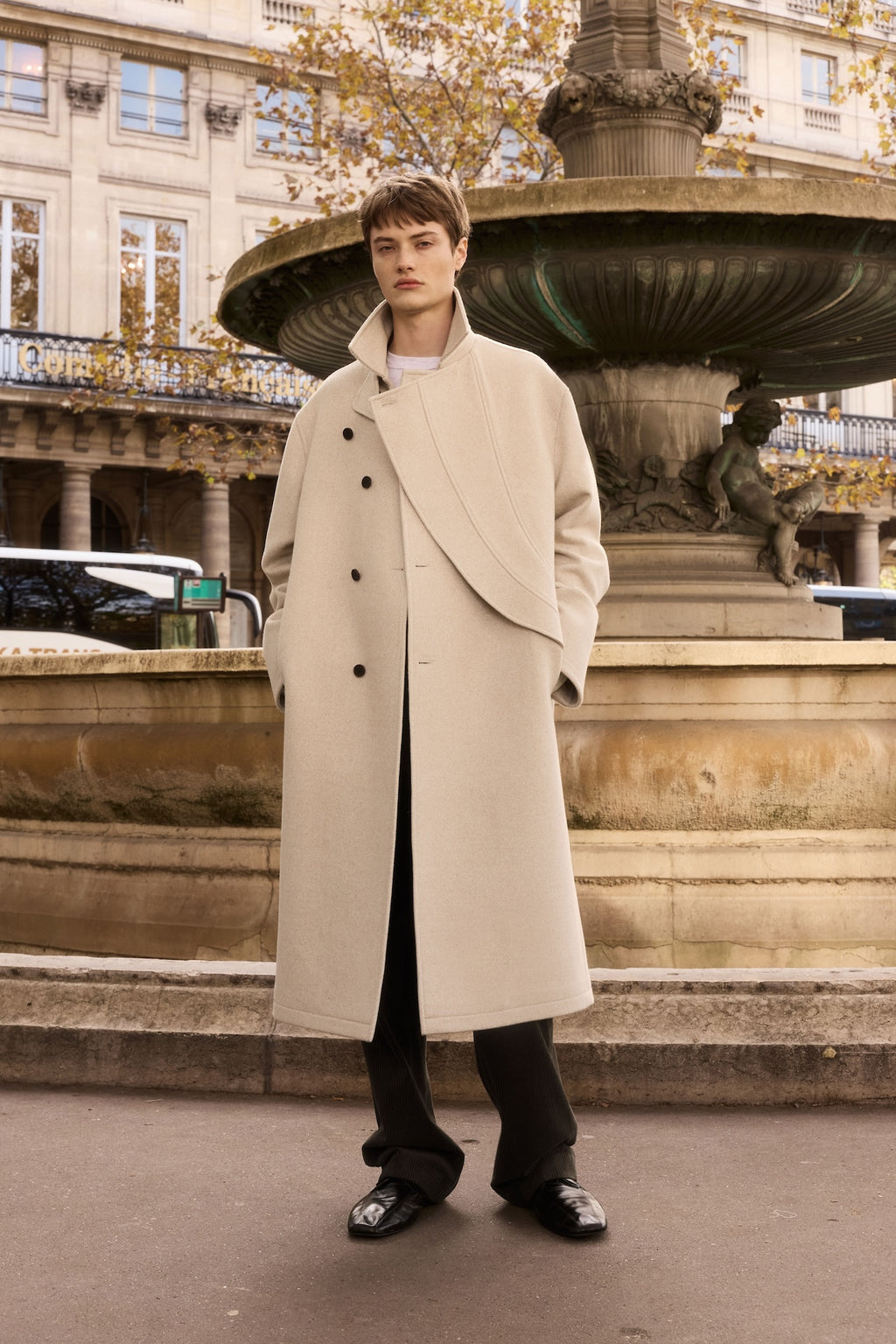 STU - Layered Lapel Coat In (Ivory) product image 4 | TRAB K-Fashion Australia