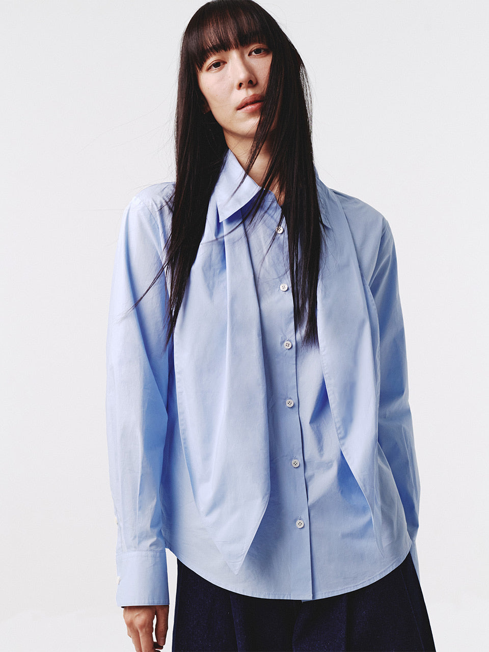 Kijun - Scarf Oversized Shirt (Blue) product image 5 | TRAB K-Fashion Australia