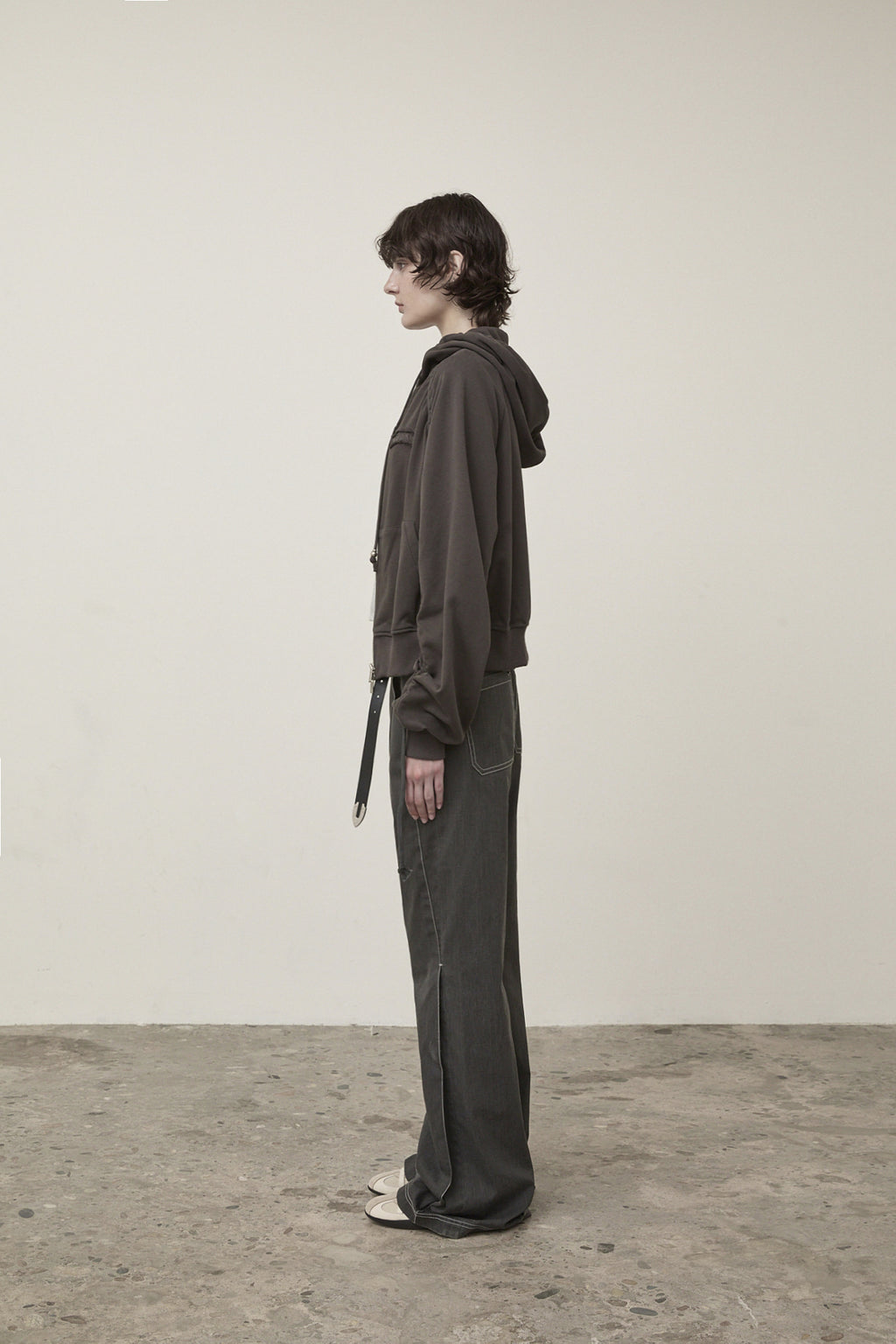Matin Kim - Sleeve String Detail Hoody Zip Up (Charcoal) product image 10 | TRAB K-Fashion Australia