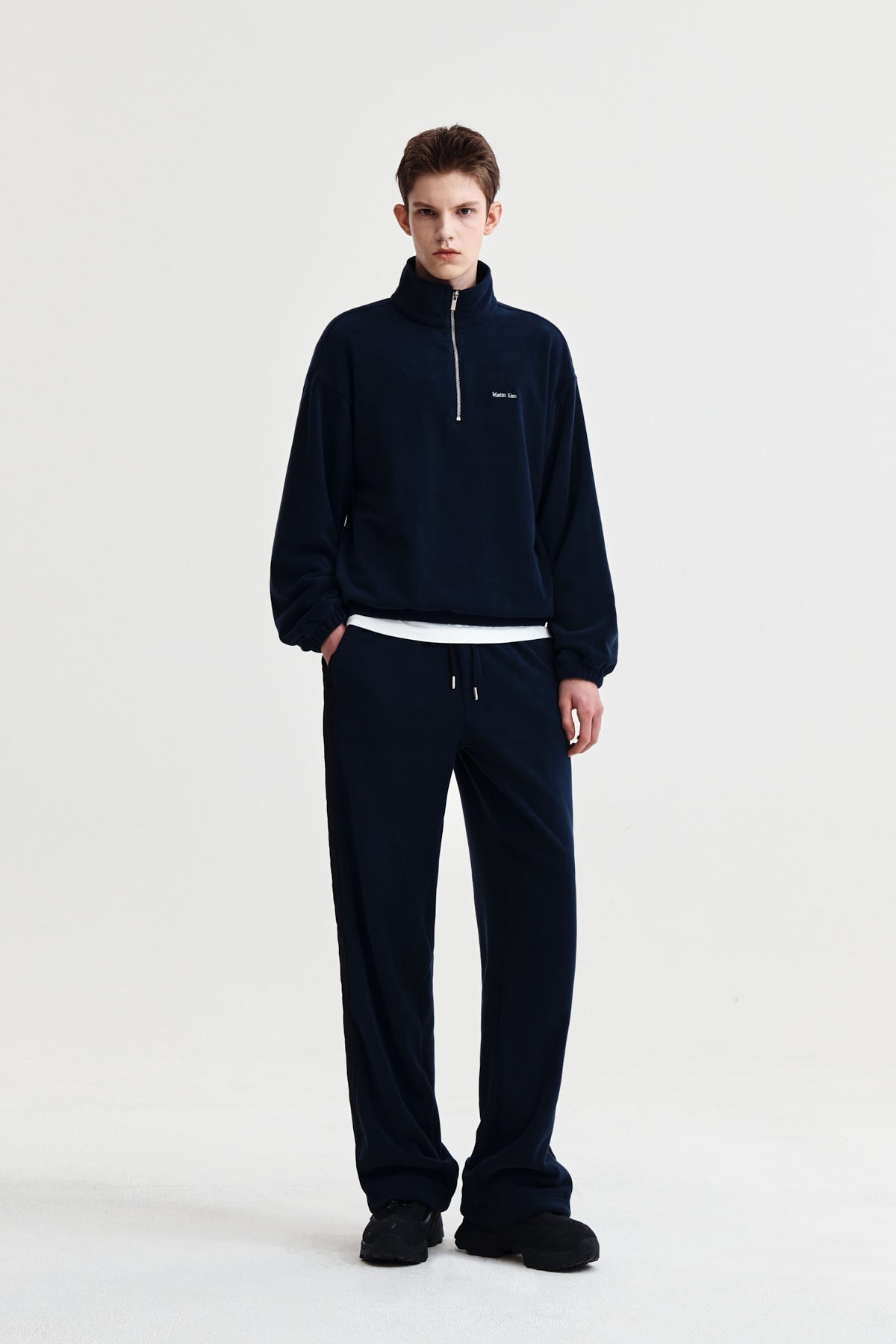 Matin Kim - Sherpa Fleece Half Zip Up Top (Navy) product image 14 | TRAB K-Fashion Australia