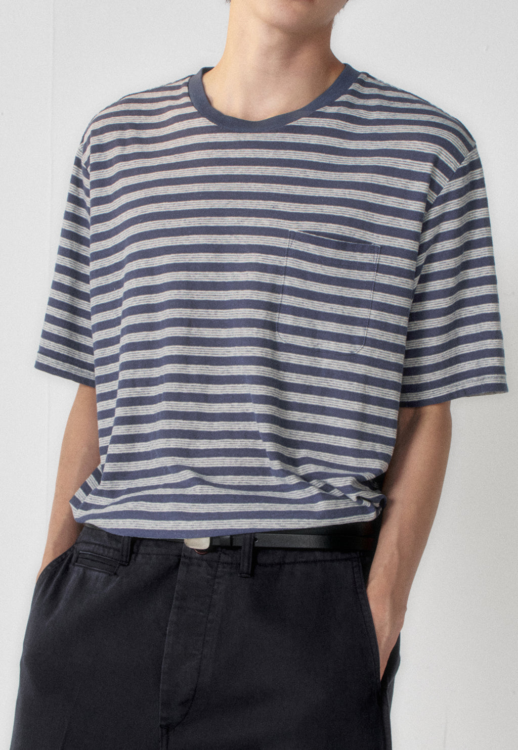 Art if acts - Linen Stripe Pocket Tee (Navy) product image 5 | TRAB K-Fashion Australia