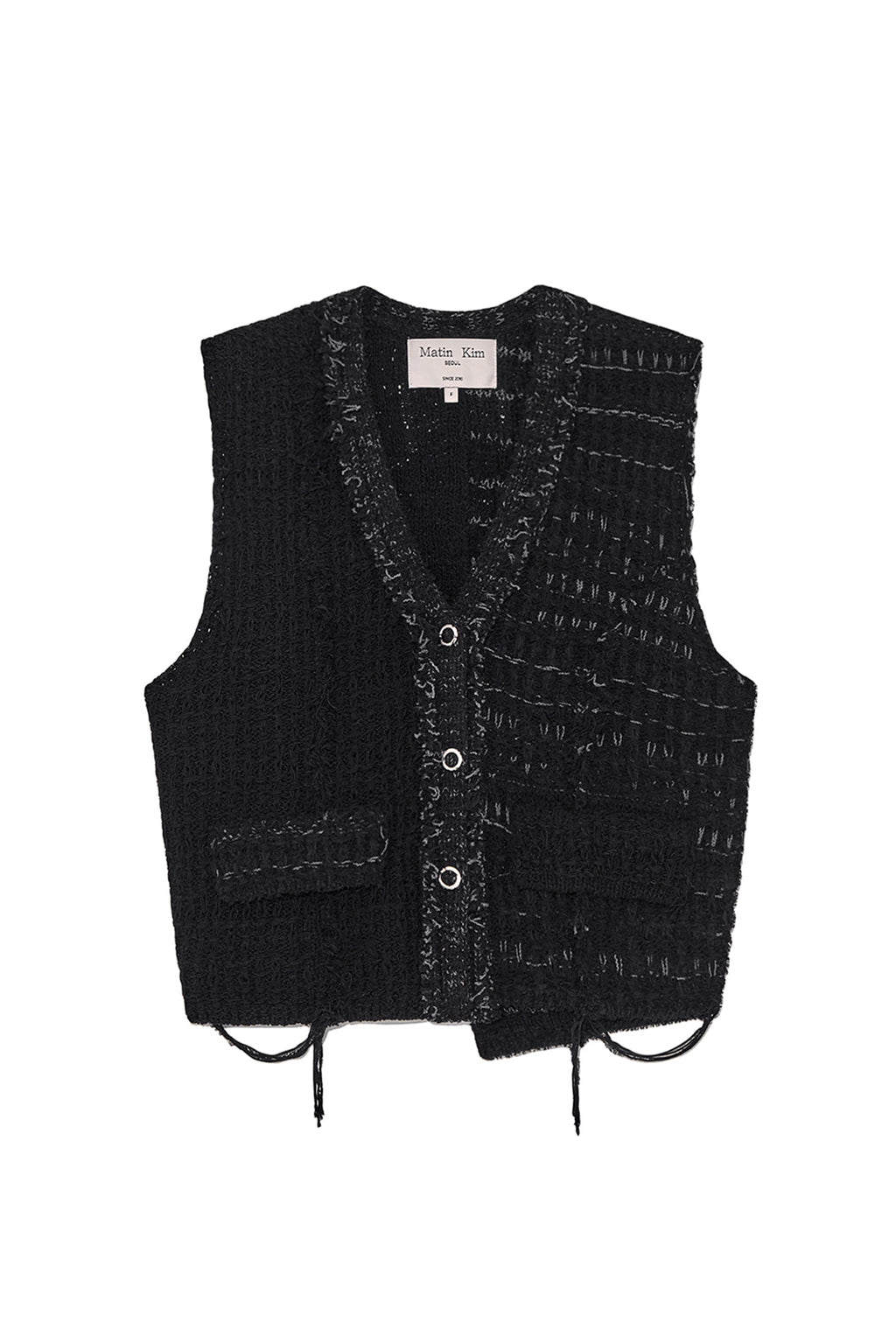Matin Kim - Rough Tweed Knit Vest (Black) product image 1 | TRAB K-Fashion Australia