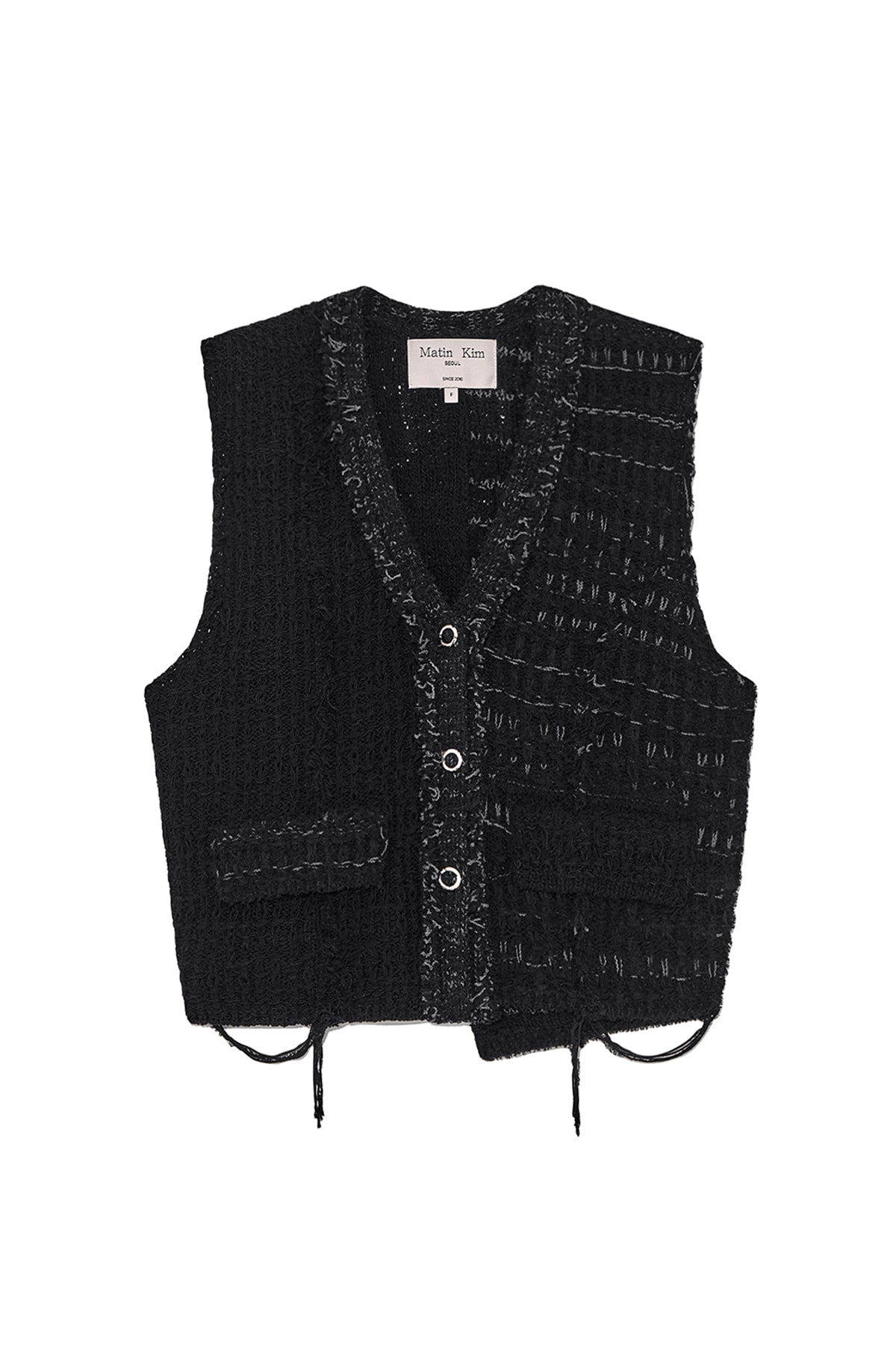Matin Kim - Rough Tweed Knit Vest (Black) product image 1 | TRAB K-Fashion Australia