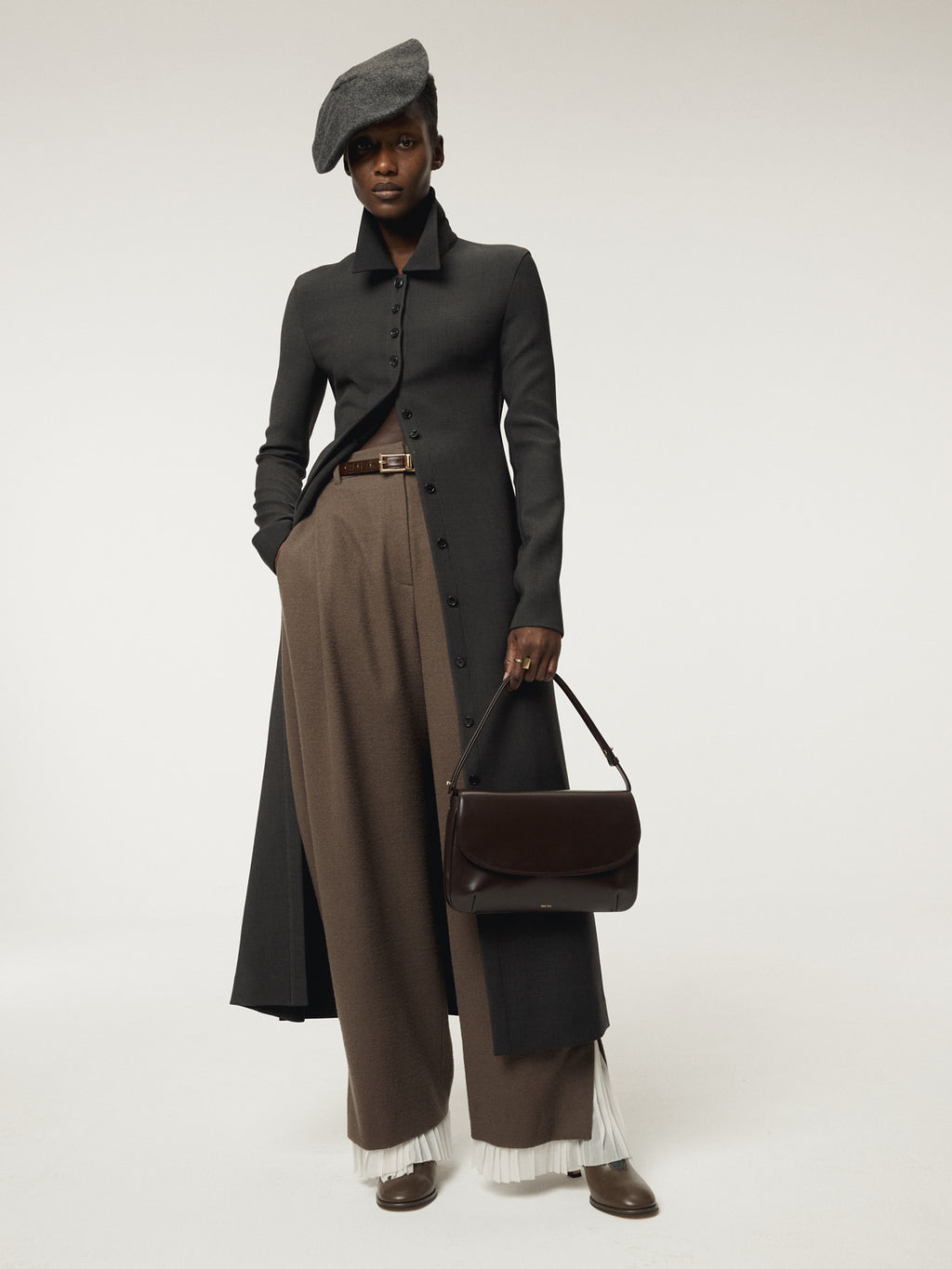 Recto - Pleats Layered Wool Pants (Greyish Khaki) product image 5 | TRAB K-Fashion Australia