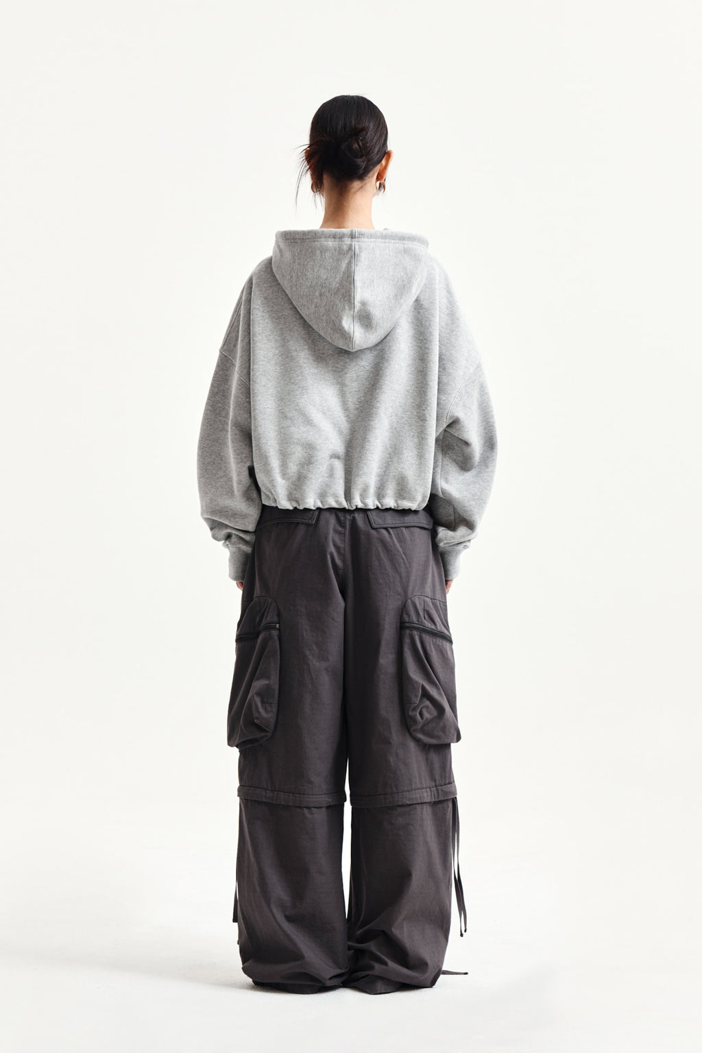 Matin Kim - Graffiti Logo Crop Hoody Zip Up (Grey) product image 7 | TRAB K-Fashion Australia