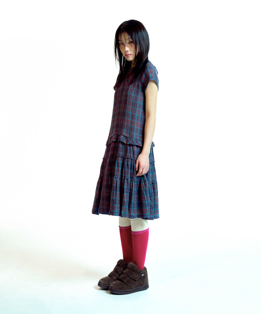 Coyseio - Raw Edge Check One Piece (Purple) product image 10 | TRAB K-Fashion Australia