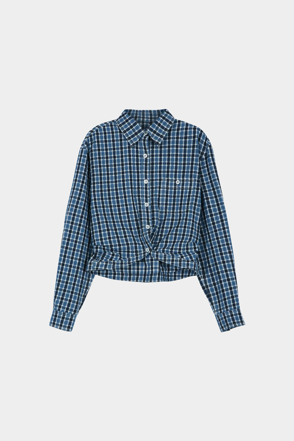Andersson Bell - Check Curves Hem Shirt (Blue) product image 10 | TRAB K-Fashion Australia