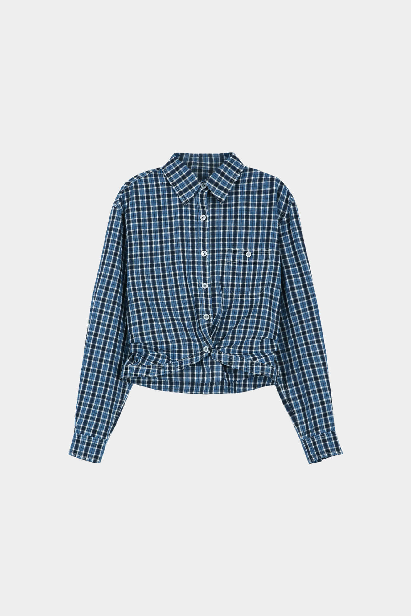Andersson Bell - Check Curves Hem Shirt (Blue) product image 10 | TRAB K-Fashion Australia