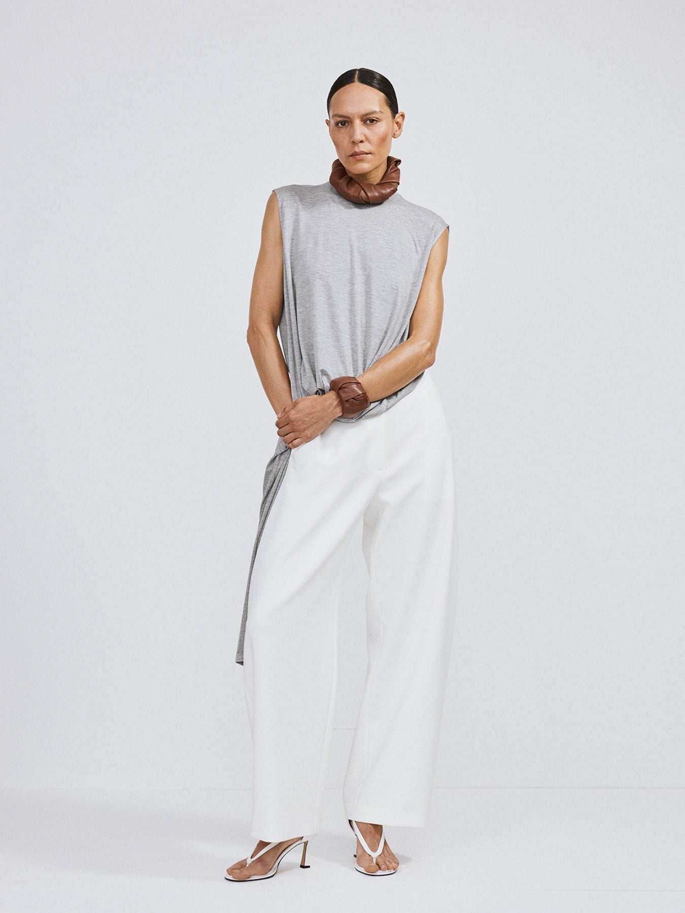 Recto - Open Back Jersey Long Top (Melange Grey) product image 1 | TRAB K-Fashion Australia