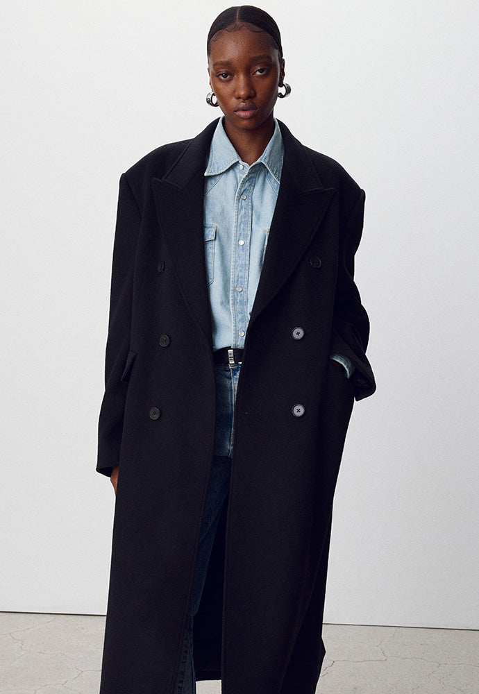 Tonywack - Wool And Cashmere Double-Breasted Coat (Black) product image 1 | TRAB K-Fashion Australia