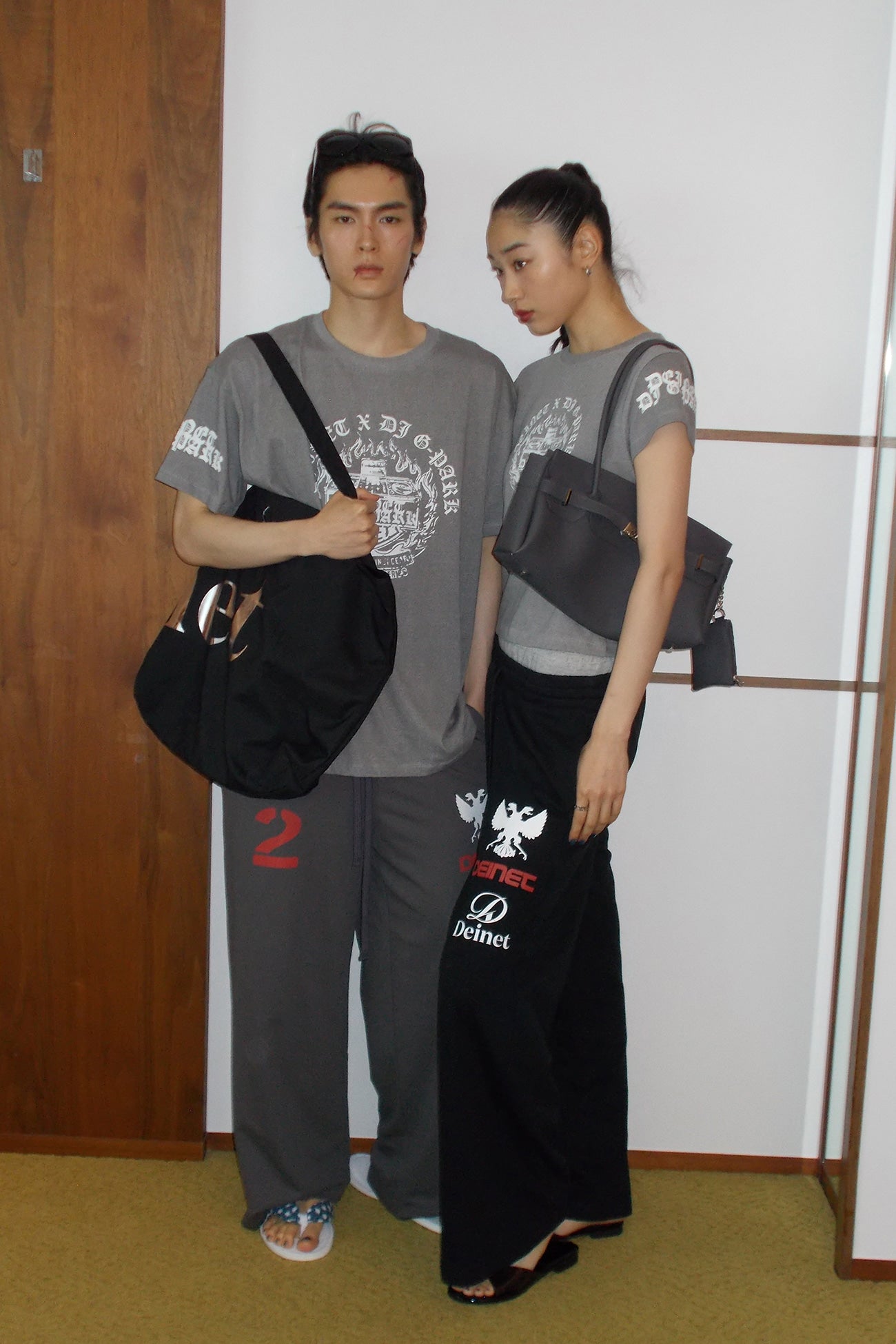 Deinet - Layered 2 Graphic Sweatpants (Black) product image 2 | TRAB K-Fashion Australia