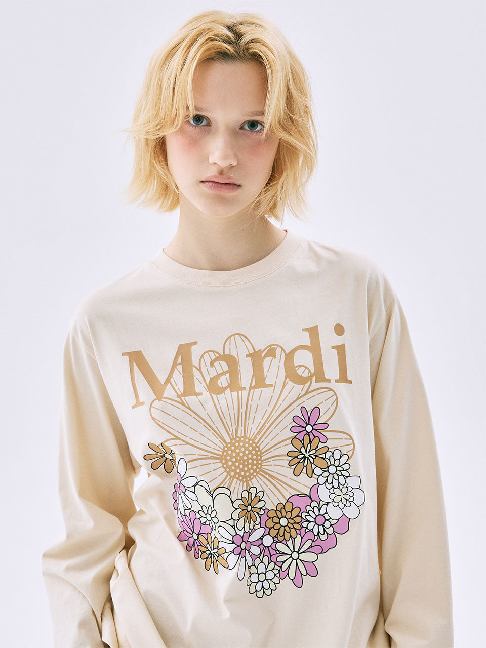 Mardi Mercredi - Tshirt Long Sleeve Flowermardi Jardin (Butter Peanut) product image 1 | TRAB K-Fashion Australia