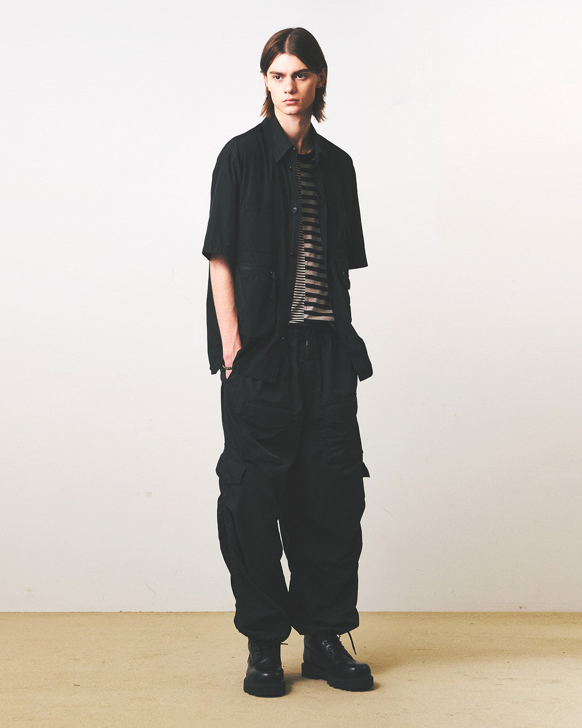 Eastlogue - Mil Multi Pocket Half Shirts (Black) product image 2 | TRAB K-Fashion Australia