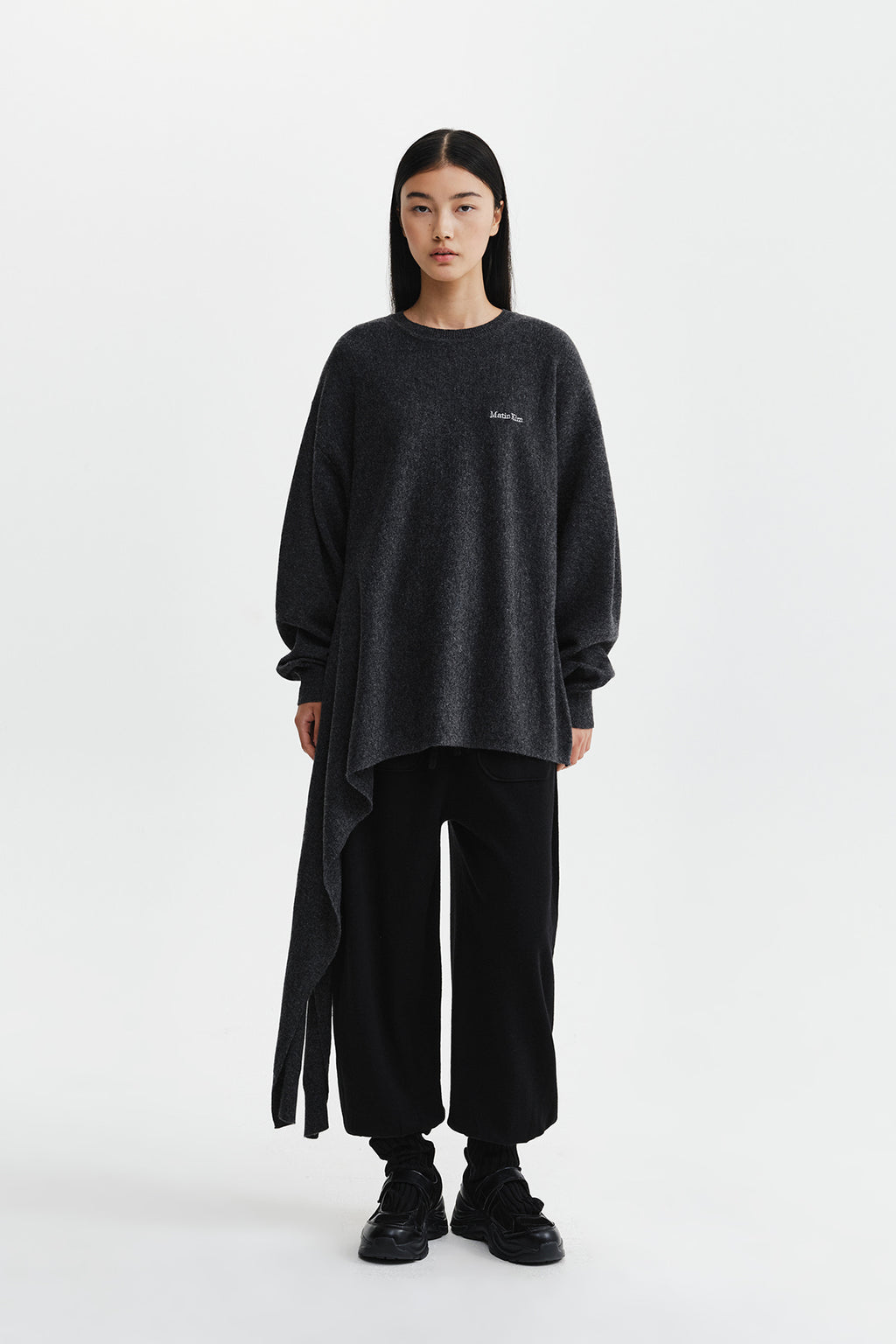 Matin Kim - Wrap Tie Knit Pullover (Charcoal) product image 10 | TRAB K-Fashion Australia