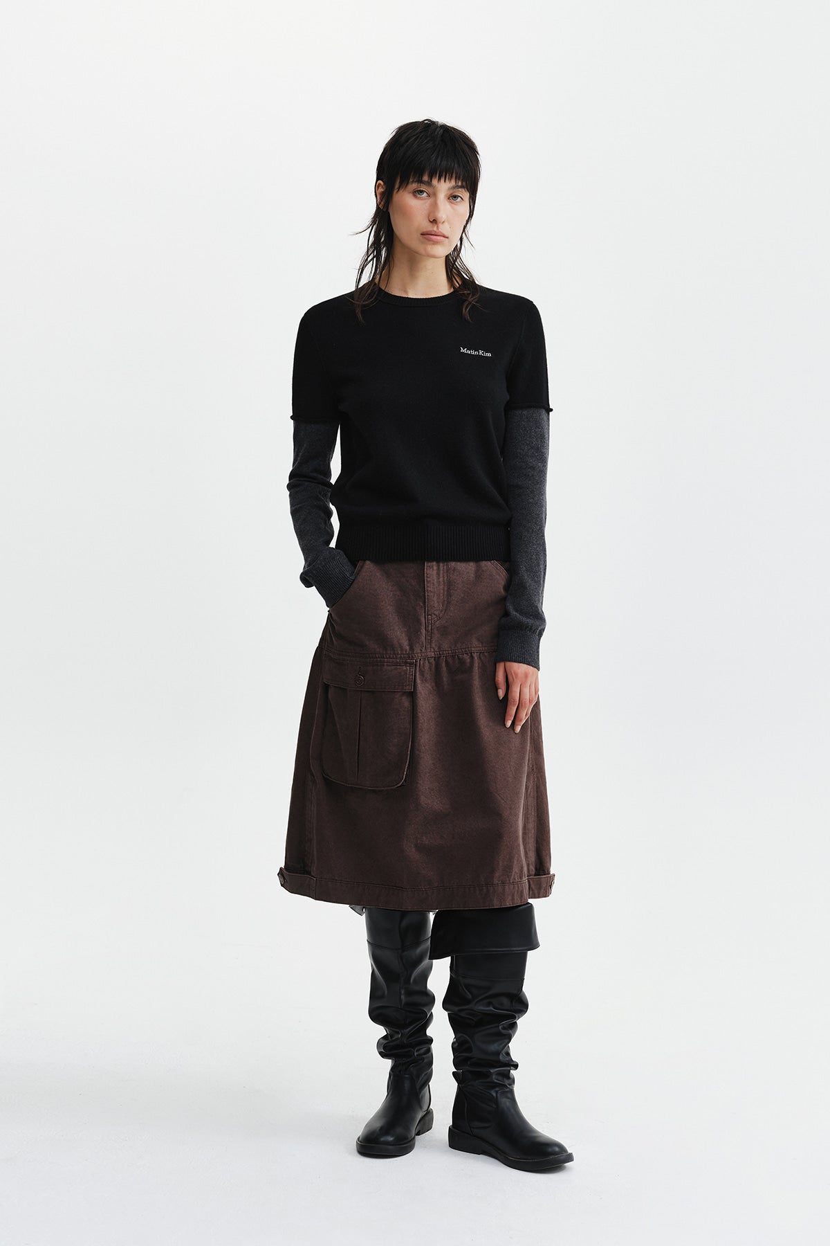 Matin Kim - Vintage Pocket Midi Skirt (Brown) product image 10 | TRAB K-Fashion Australia