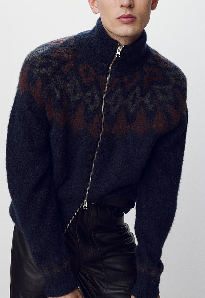 Tonywack - Nordic Mohair Zip Up Knit (Dark Navy) product image 5 | TRAB K-Fashion Australia