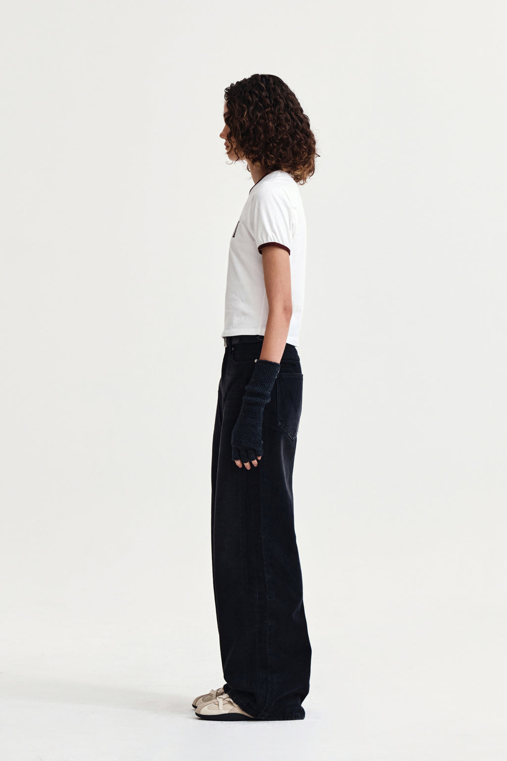 Matin Kim - Stud Logo Ringer Top (White) product image 6 | TRAB K-Fashion Australia