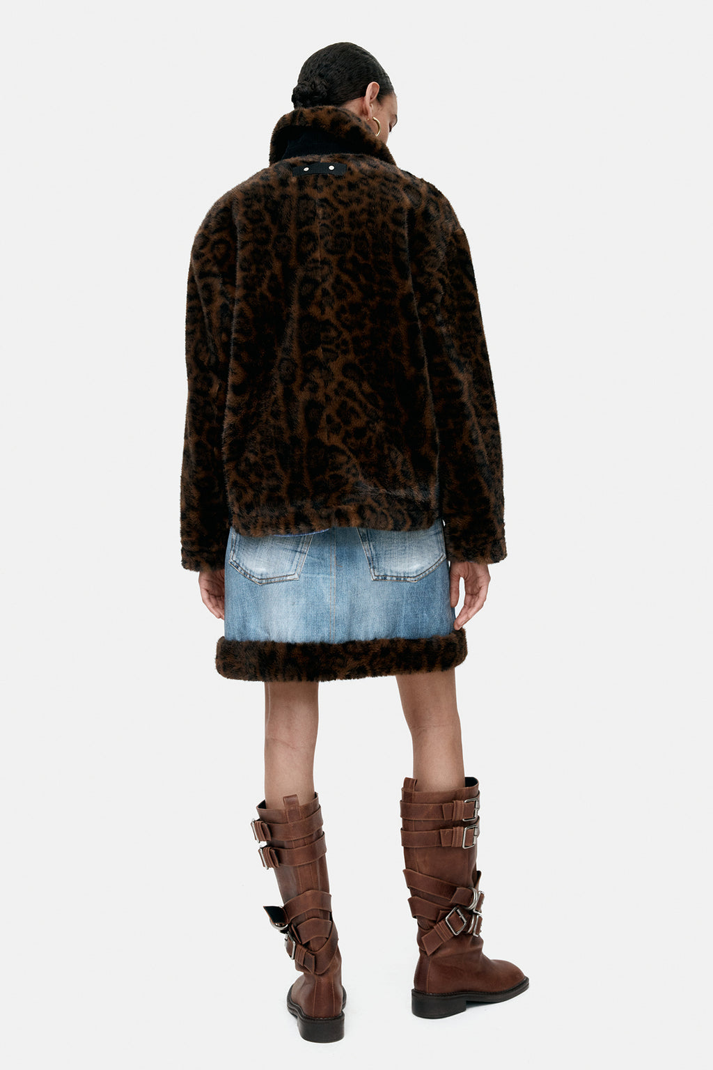 Andersson Bell - Fur-Edged Denim Print Skirt (Blue) product image 8 | TRAB K-Fashion Australia