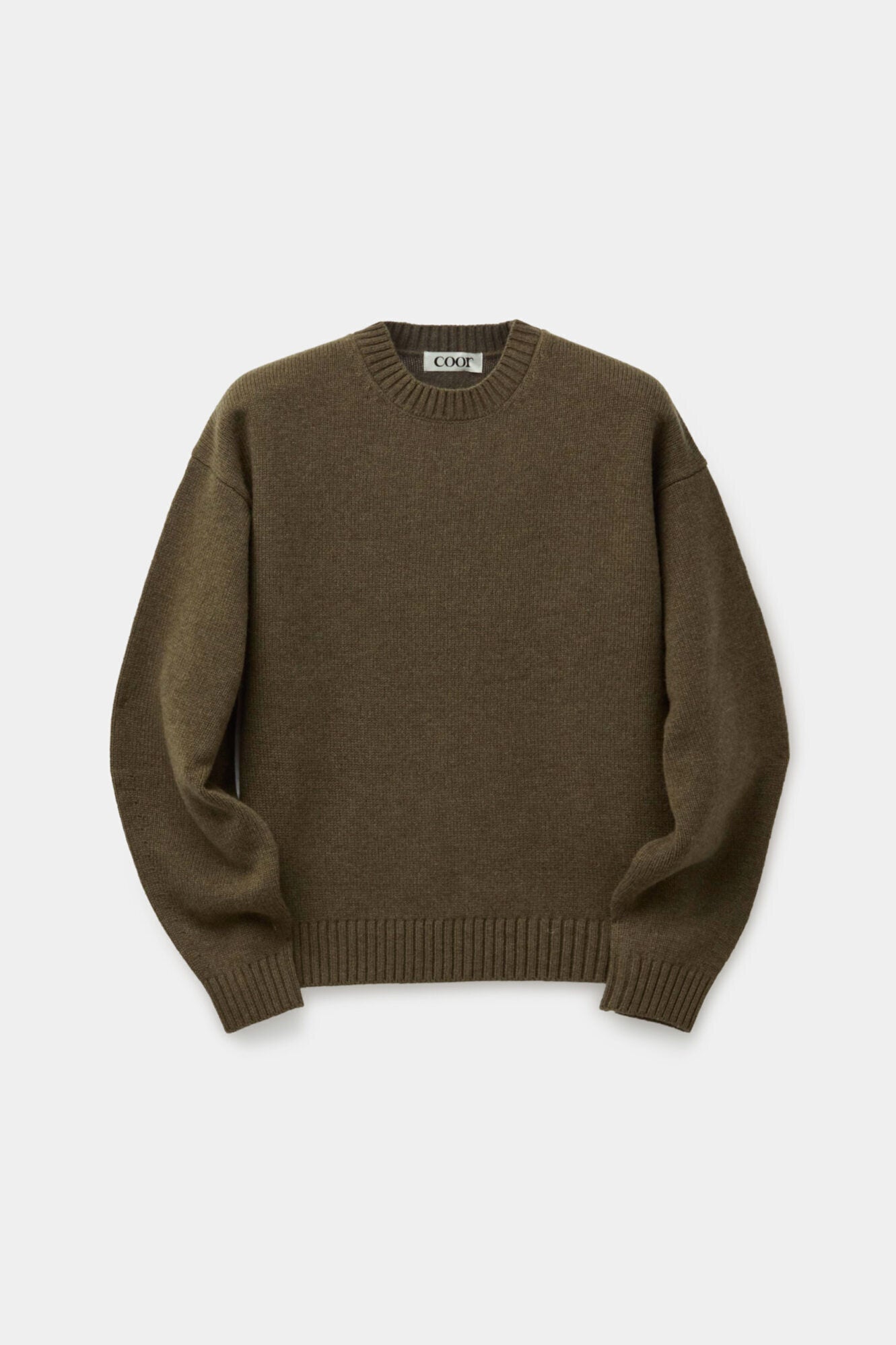 Coor - Wool Cropped Crewneck Sweater (Khaki) product image 1 | TRAB K-Fashion Australia