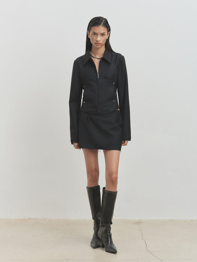 Tonywack - Distressed Wool Mini-Skirt (Black) product image 4 | TRAB K-Fashion Australia