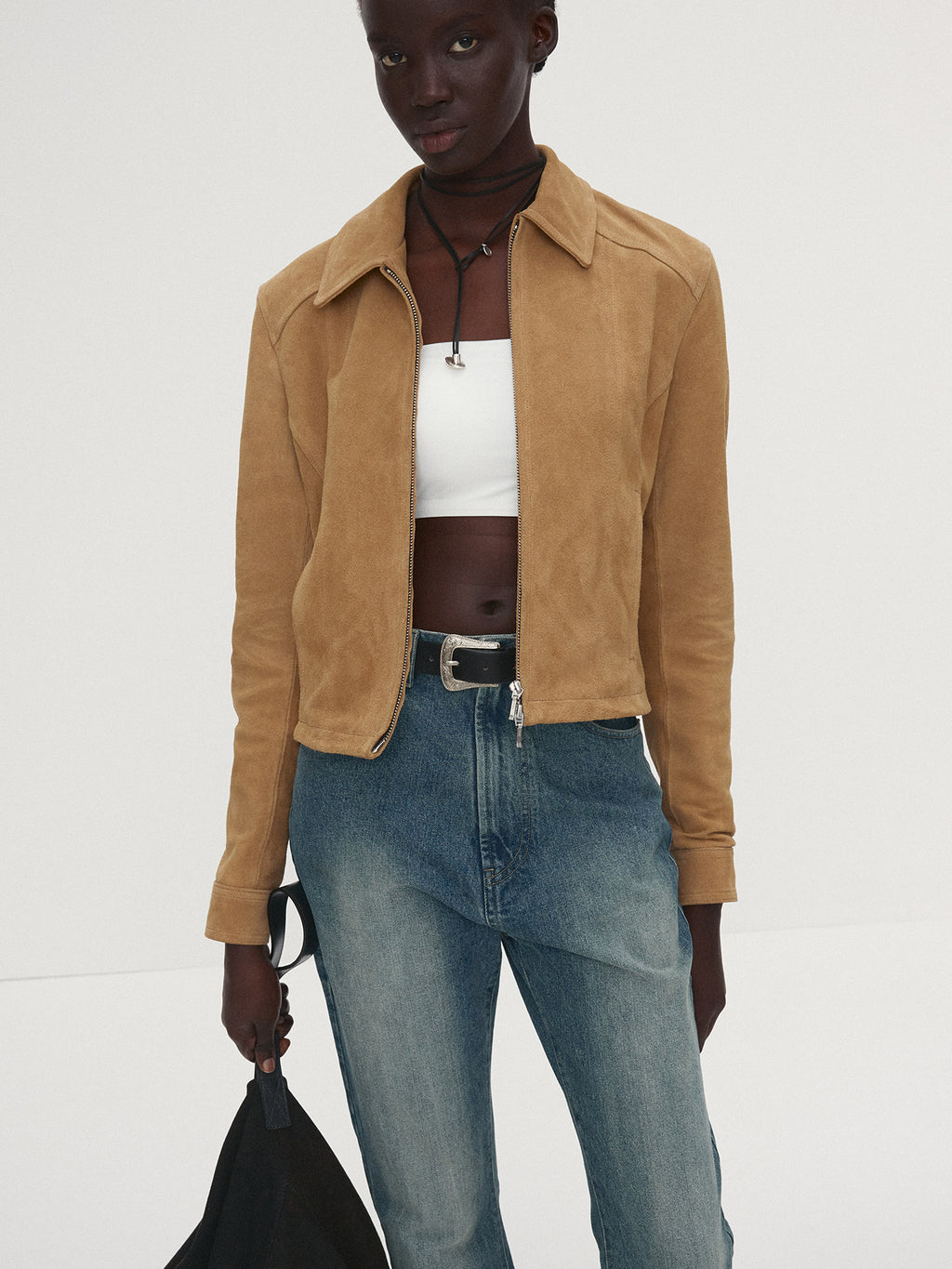 Tonywack - Suede Cropped Jacket (Light Beige) product image 1 | TRAB K-Fashion Australia
