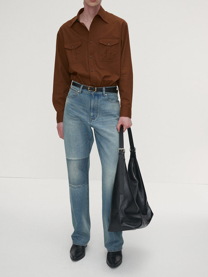 Tonywack - Straight-Leg Knee Panel Denim Jeans (Washed Vintage Light Blue) product image 1 | TRAB K-Fashion Australia