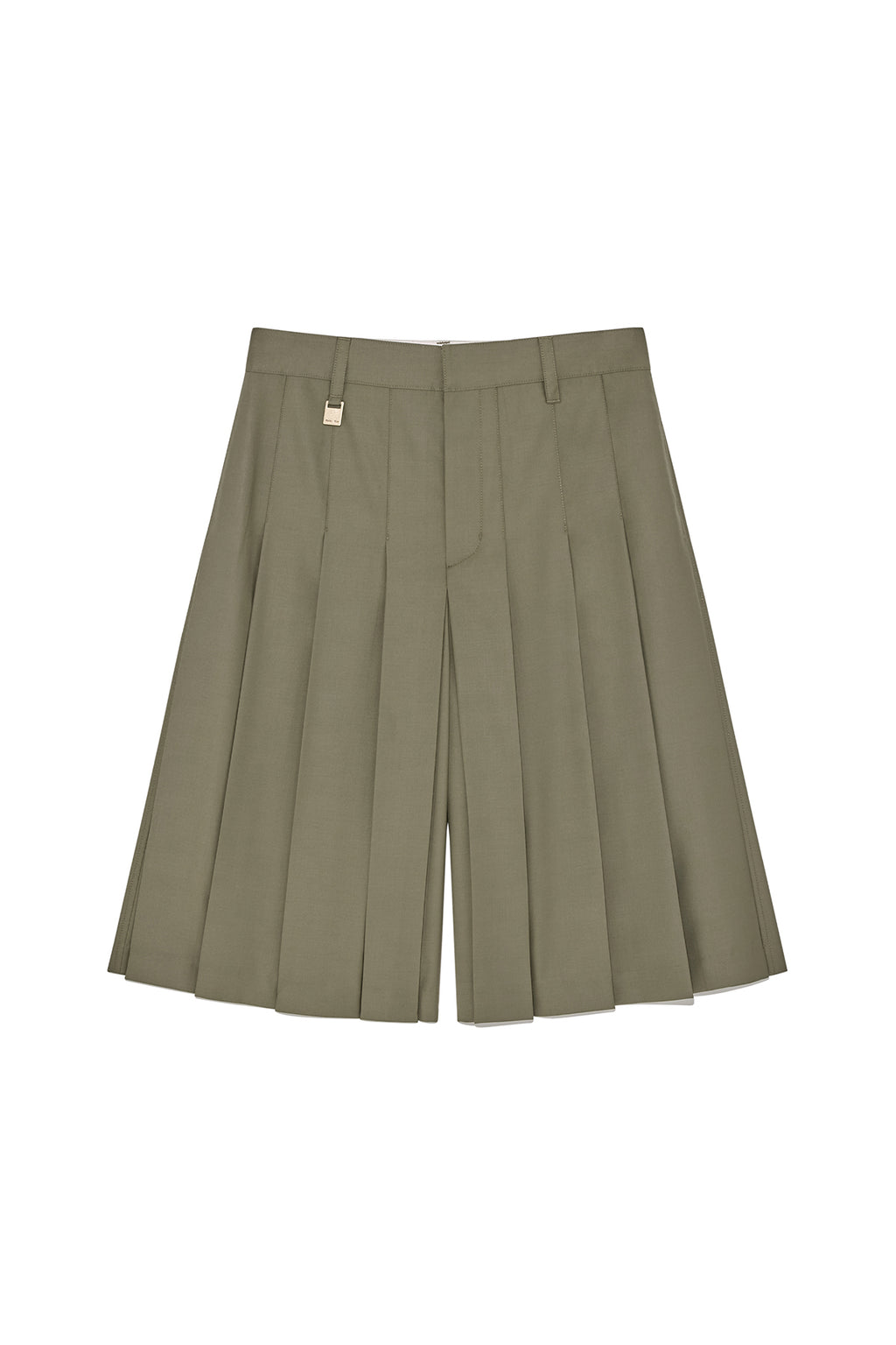 Matin Kim - Bermuda Pleats Skirt Pants (Khaki) product image 1 | TRAB K-Fashion Australia