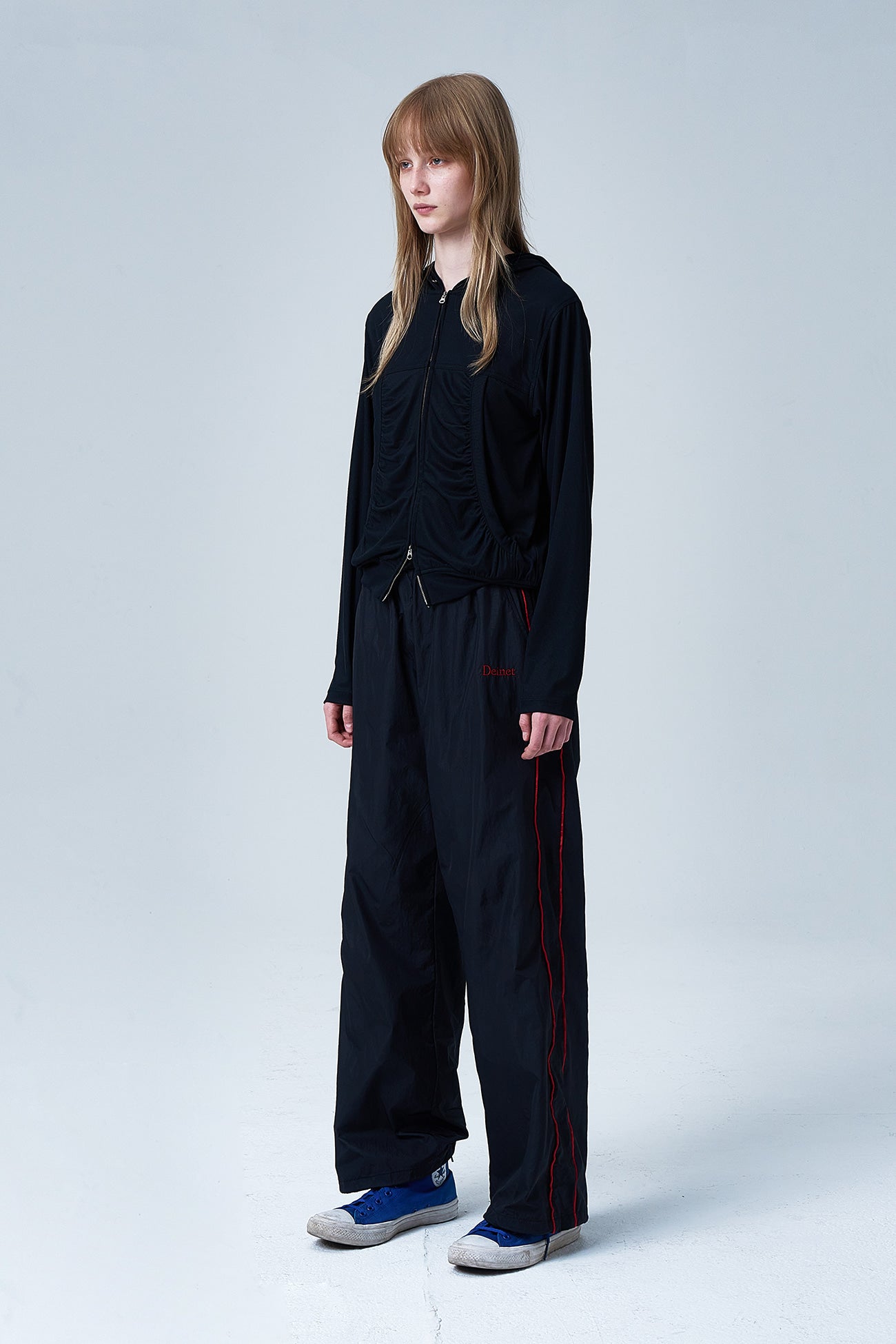 Deinet - Shirring Hood Zip Up (Black) product image 2 | TRAB K-Fashion Australia