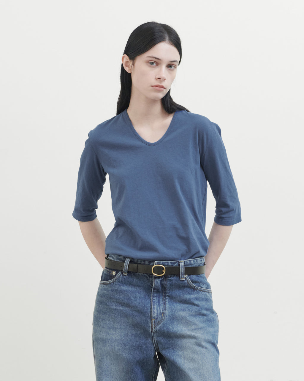 Brownyard - V Neck 3/4 Sleeve (Blue) product image 1 | TRAB K-Fashion Australia