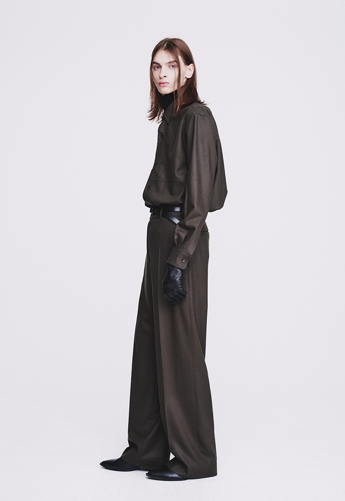 Tonywack - Wool And Cashmere Wide-Leg Trousers (Taupe Brown) product image 2 | TRAB K-Fashion Australia