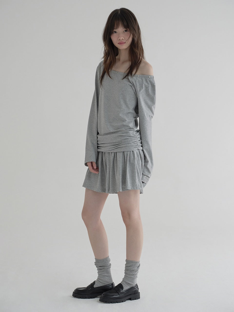 Margarin Fingers - Rivet Jersey One-Piece (Grey) product image 1 | TRAB K-Fashion Australia