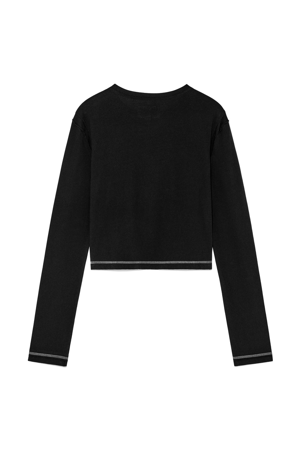 Matin Kim - Cut Line Detail Long Sleeve Logo Top (Black) product image 2 | TRAB K-Fashion Australia