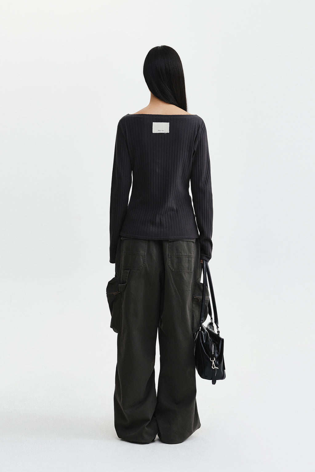 Matin Kim - Vintage Washed Ribbed Snap Top (Black) product image 8 | TRAB K-Fashion Australia