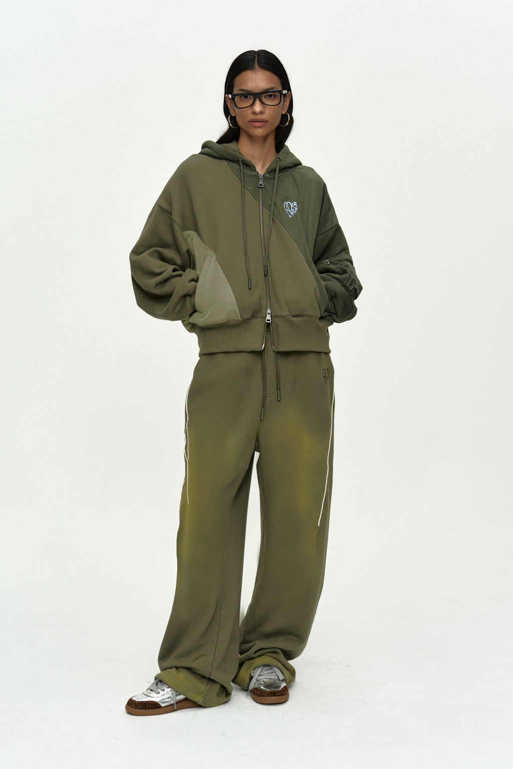 Andersson Bell - Unisex Piping Line Dyed Sweat Pants (Khaki) product image 1 | TRAB K-Fashion Australia