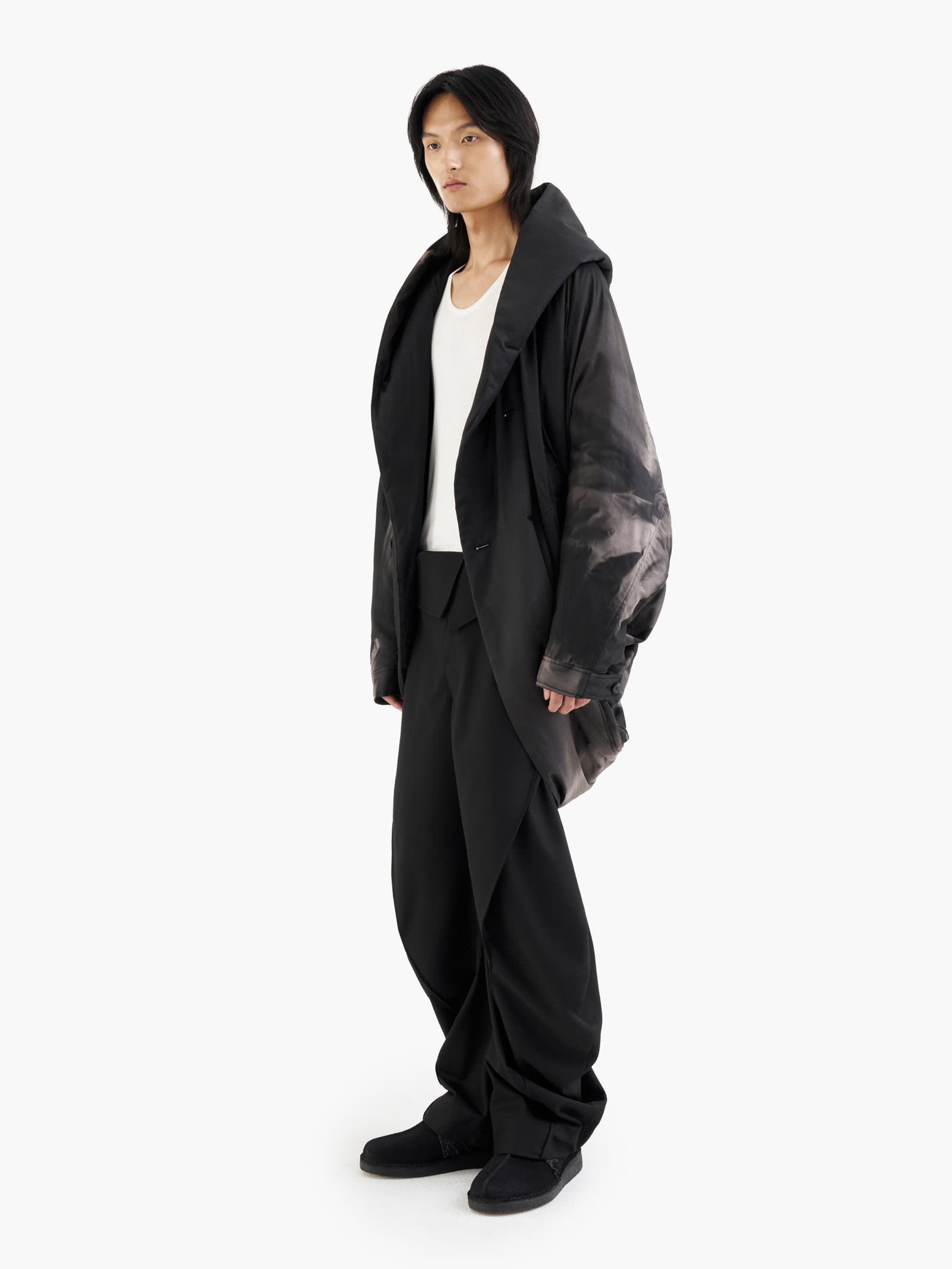 Jiyong Kim - Sun-Bleached Draped Insulated Jacket (Black) product image 2 | TRAB K-Fashion Australia