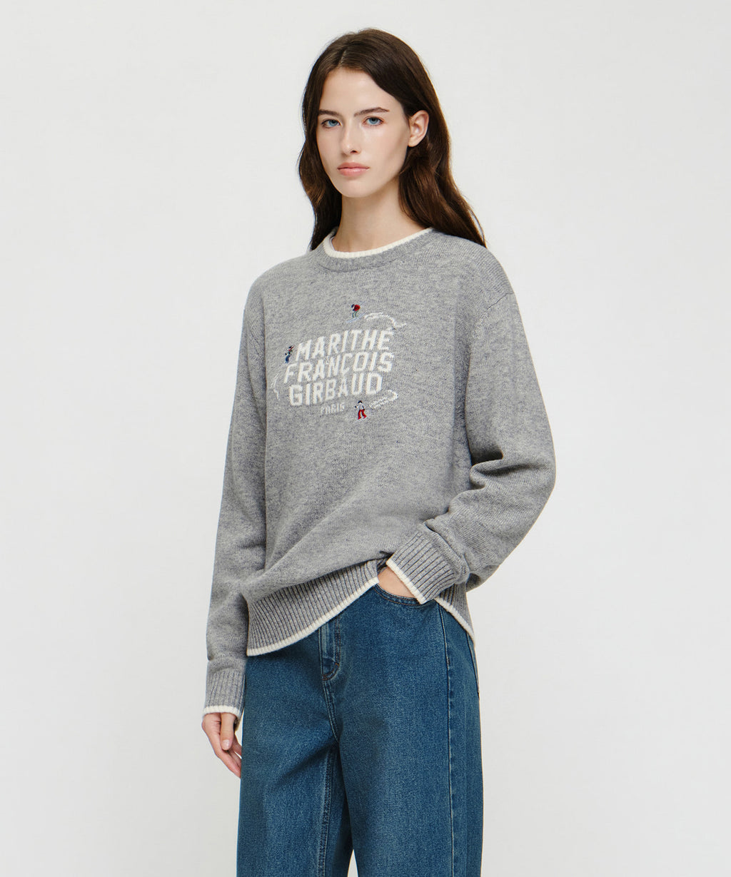 Marithe & Francois Girbaud - Alpes Classic Logo Knit Pullover (Melange Gray) product image 2 | TRAB K-Fashion Australia